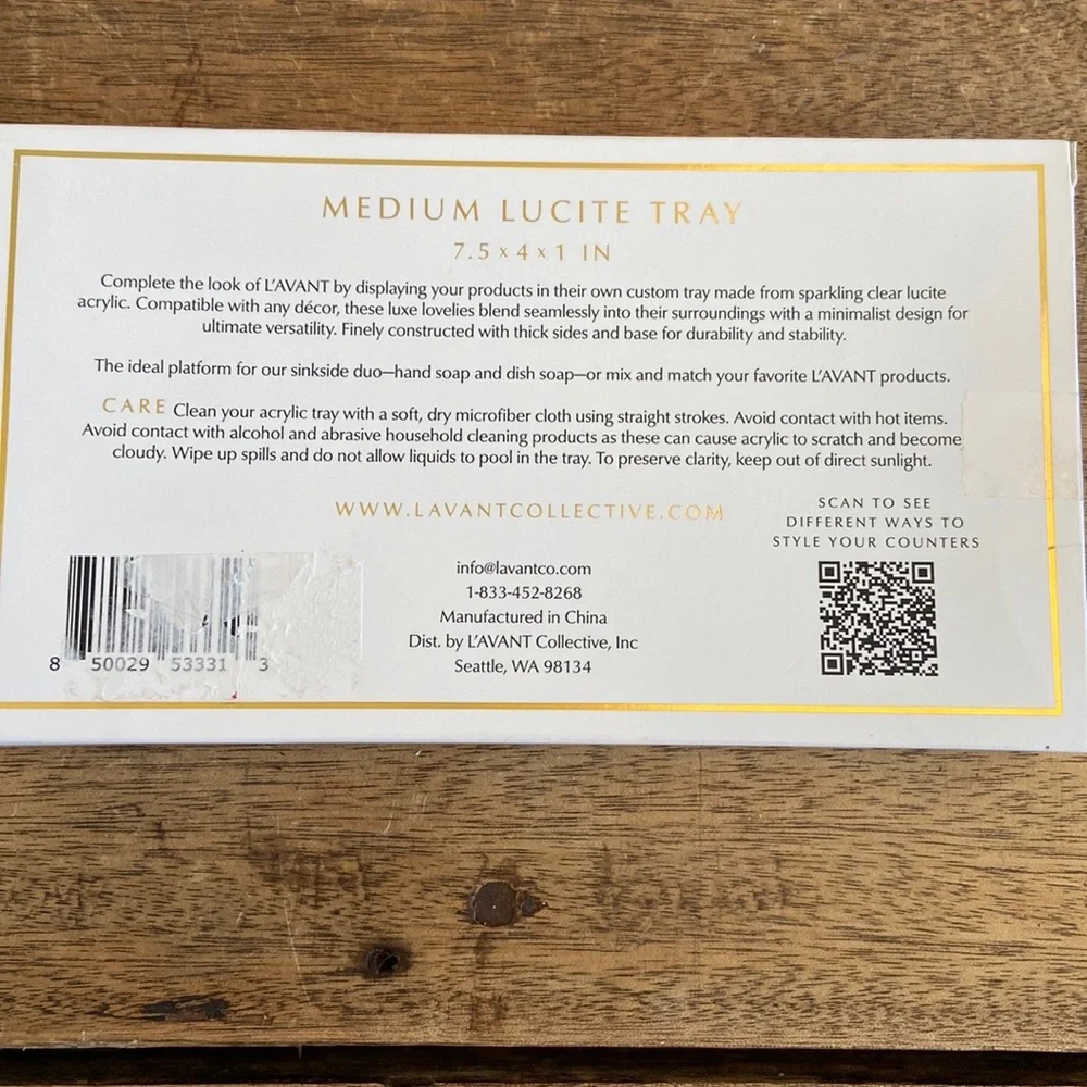 L'Avant Collective Medium Lucite Tray - NEW